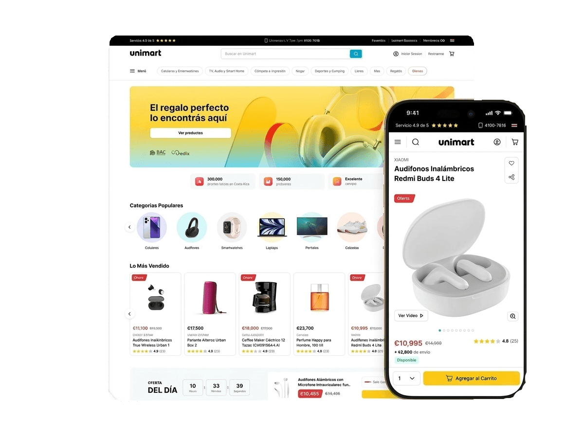 E-commerce storefront preview — desktop and mobile